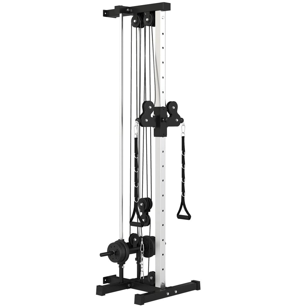 Treniruoklis su skriemulių sistema reguliuojamo aukščio, iki 120 kg, juodas