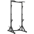 Treniruoklių stovas Squat Rack su 2 lygių štangų laikikliais ir prisitraukimų skersiniu, iki 200 kg, juodas