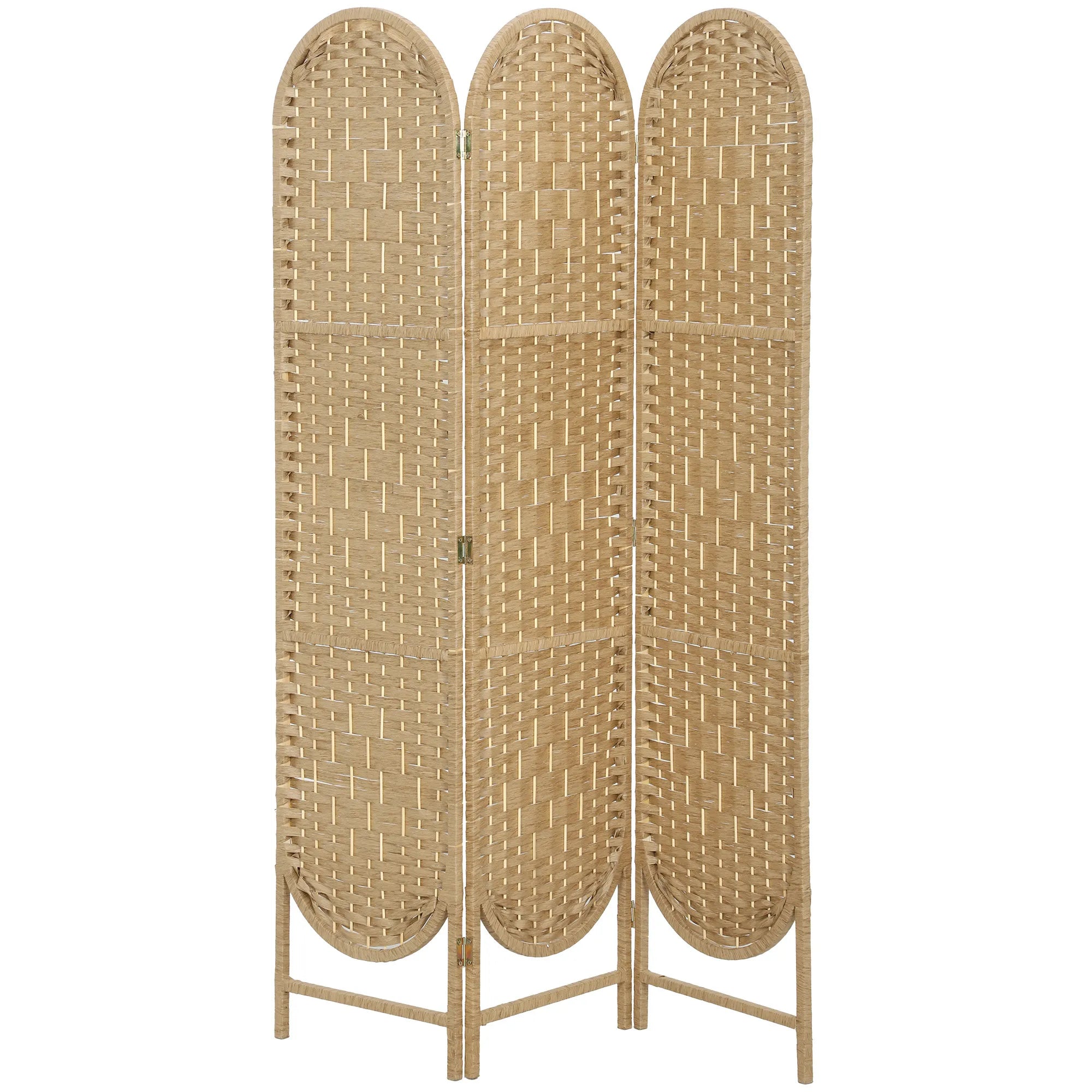 Trijų dalių kambario pertvara, 120 × 170 cm, sulankstoma, natūralios medienos spalvos