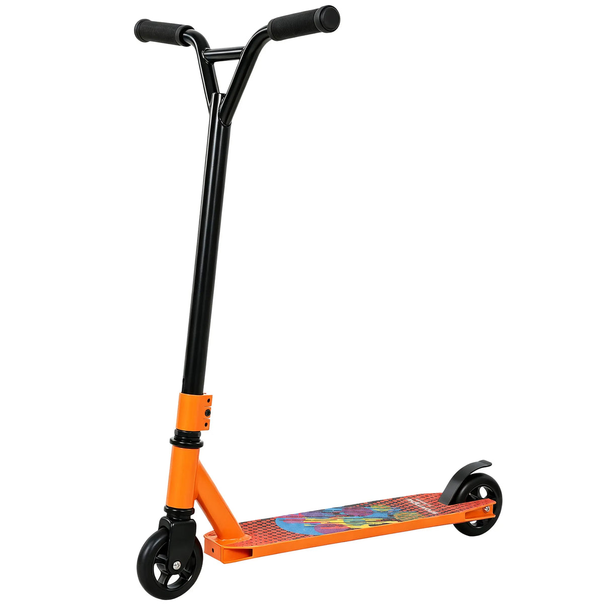 Triukinis paspirtukas, 100 mm PU ratukai, 360° plieninis Y formos vairas, oranžinis