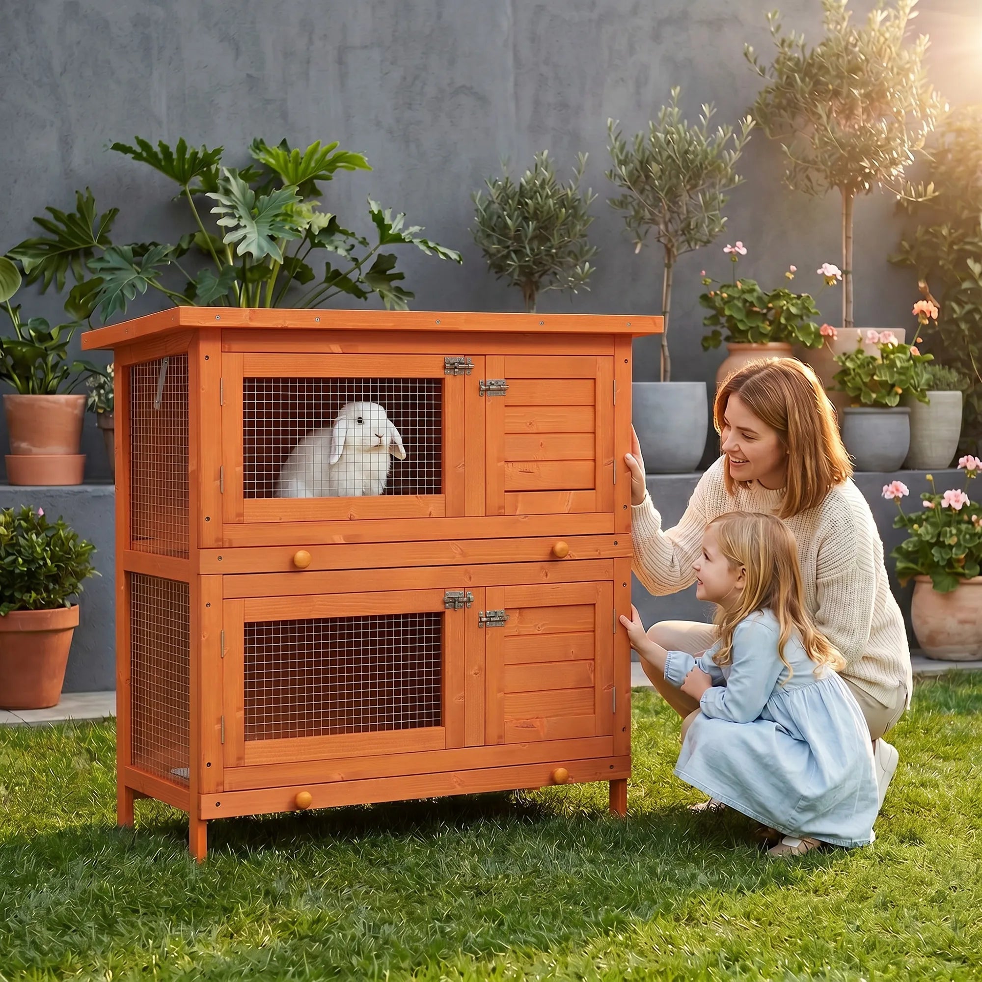 Triušidė dviejų aukštų, 90x45x90 cm, žalia