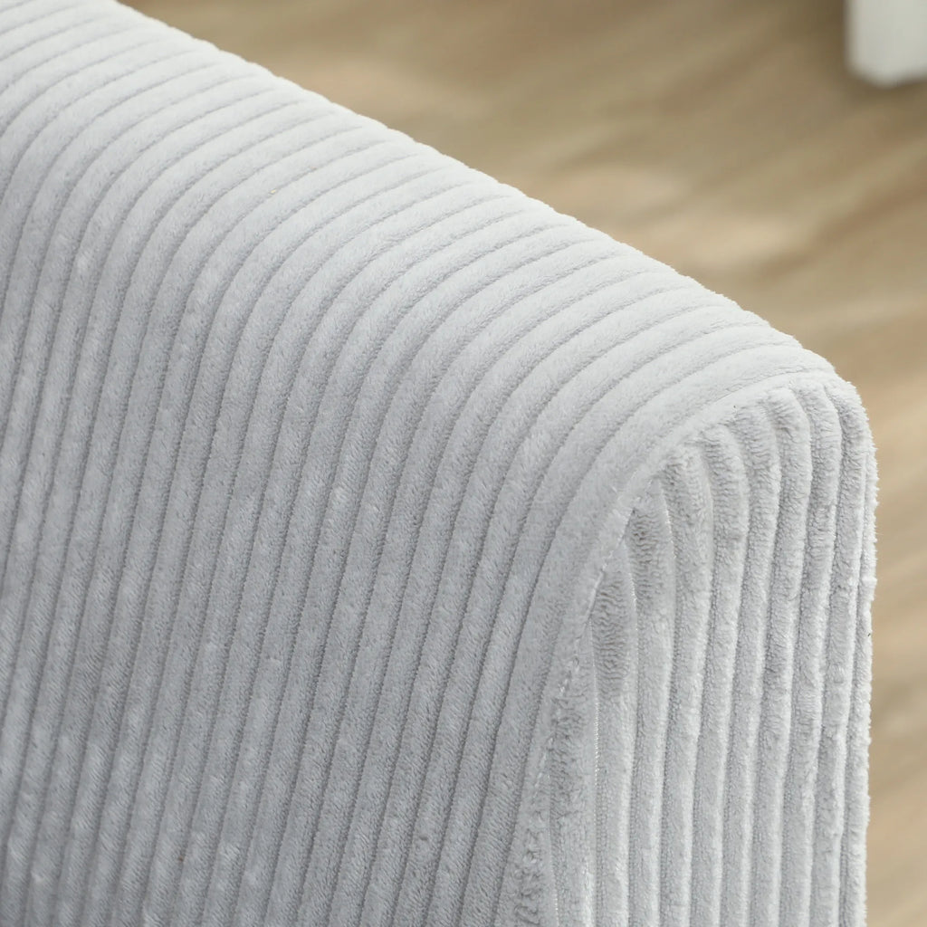 Trivietė sofa, 188 cm, šviesiai pilka, su porankiais ir velveto tekstūros audiniu, iki 330 kg