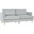 Trivietė sofa, 188 cm, šviesiai pilka, su porankiais ir velveto tekstūros audiniu, iki 330 kg
