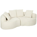 Trivietė sofa, 207 cm, su 4 dekoratyvinėmis pagalvėlėmis, kreminės baltos spalvos