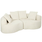 Trivietė sofa, 207 cm, su 4 dekoratyvinėmis pagalvėlėmis, kreminės baltos spalvos