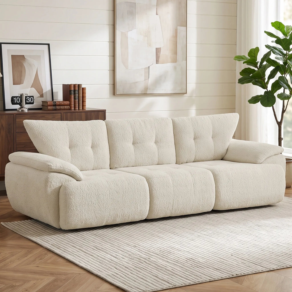 Trivietė sofa, 260 cm, modulinė, kreminės spalvos