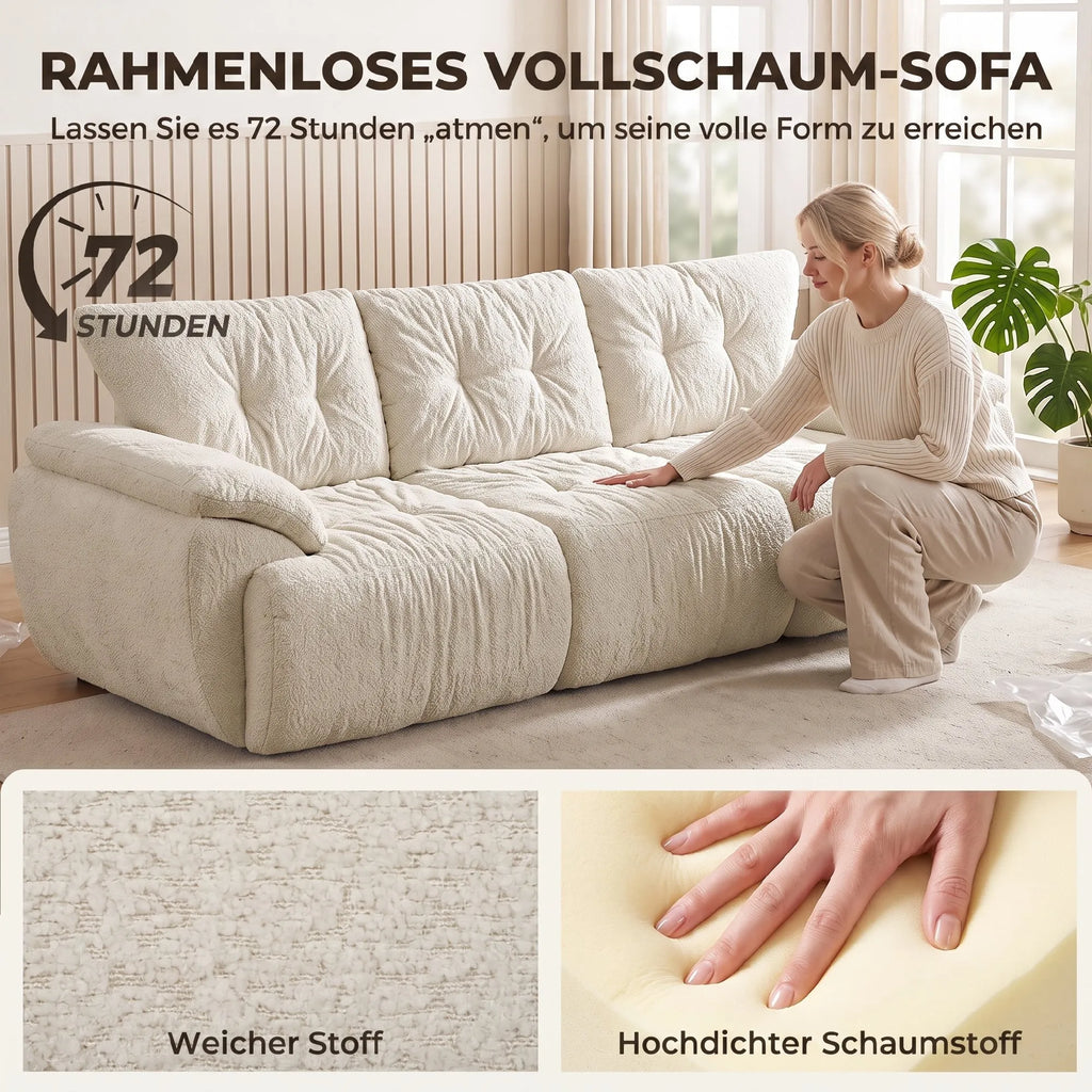 Trivietė sofa, 260 cm, modulinė, kreminės spalvos