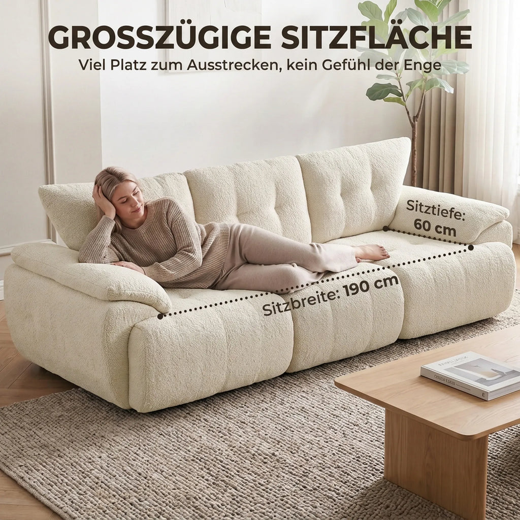 Trivietė sofa, 260 cm, modulinė, kreminės spalvos