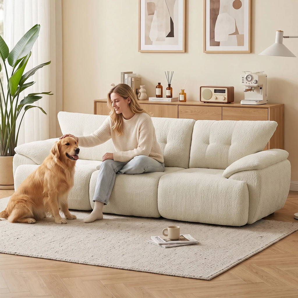 Trivietė sofa, 260 cm, modulinė, kreminės spalvos