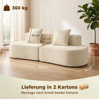 Trivietė sofa, modulinė, be standaus rėmo, rumbuotas pliušas, smėlio spalvos