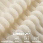 Trivietė sofa, modulinė, be standaus rėmo, rumbuotas pliušas, smėlio spalvos