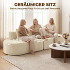 Trivietė sofa, modulinė, be standaus rėmo, rumbuotas pliušas, smėlio spalvos