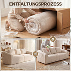 Trivietė sofa, smėlio spalvos