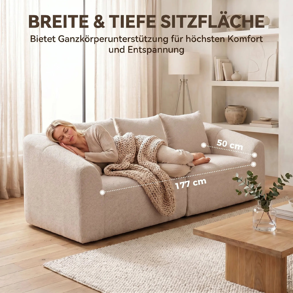Trivietė sofa, smėlio spalvos