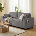 Trivietė sofa su kojelėmis, 218 cm, pilka