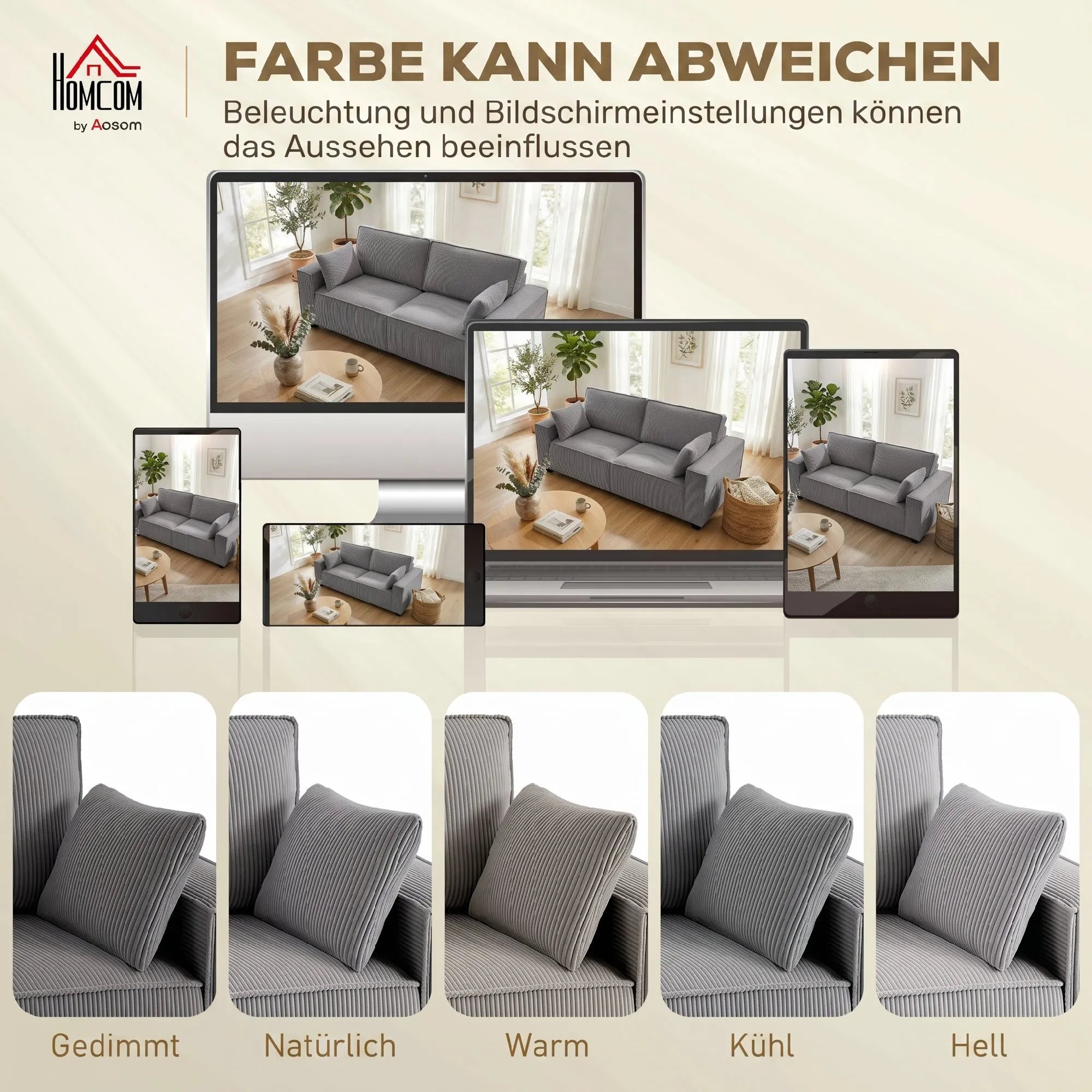 Trivietė sofa su kojelėmis, 218 cm, pilka