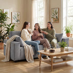 Trivietė sofa su kojelėmis, 218 cm, pilka