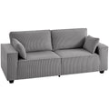Trivietė sofa su kojelėmis, 218 cm, pilka