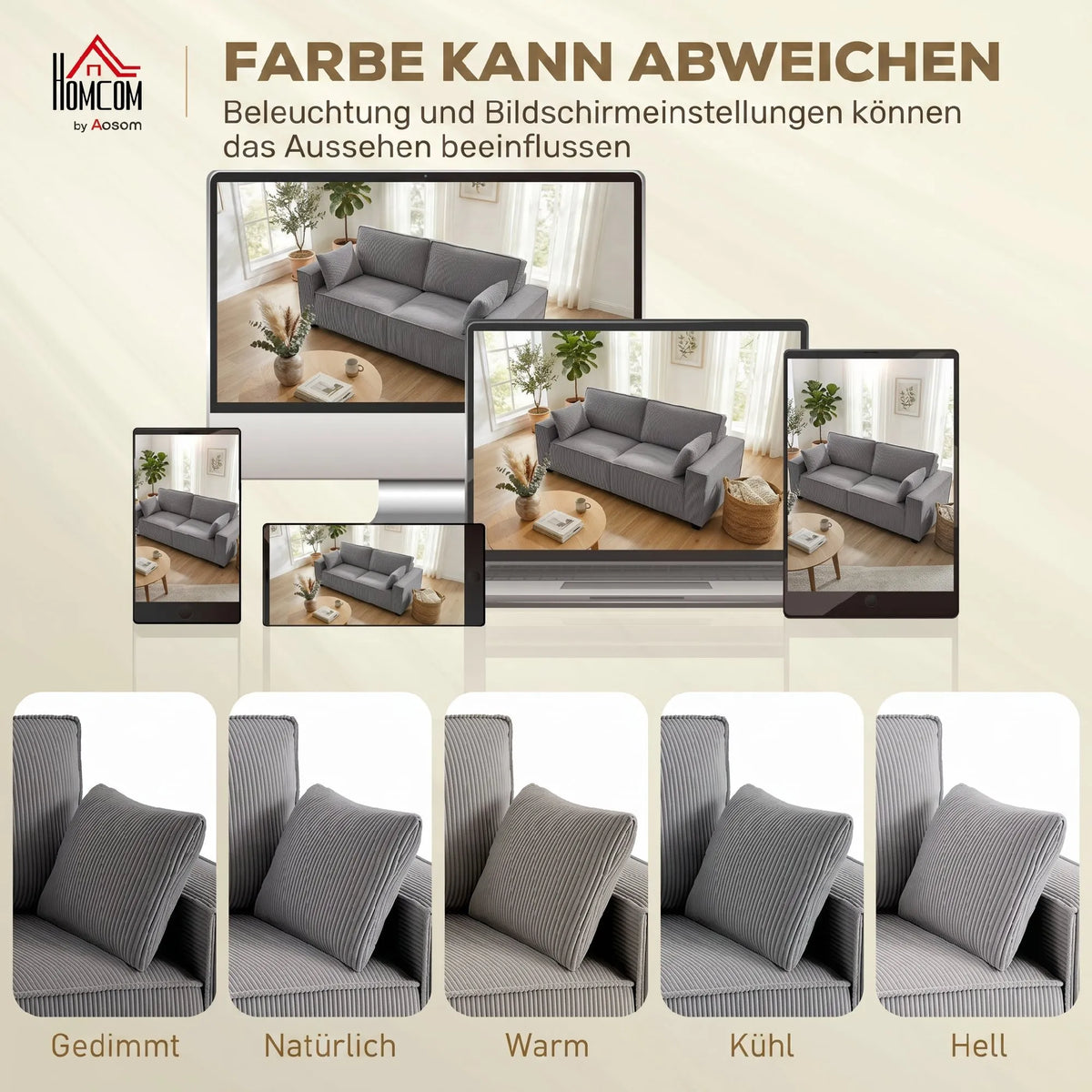 Trivietė sofa su kojelėmis, 218 cm, pilka