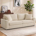 Trivietė sofa su pagalvėlėmis, 212 cm, kreminės spalvos
