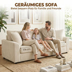 Trivietė sofa su pagalvėlėmis, 212 cm, kreminės spalvos