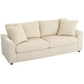 Trivietė sofa su pagalvėlėmis, 212 cm, kreminės spalvos