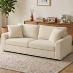 Trivietė sofa su pagalvėlėmis, 212 cm, kreminės spalvos