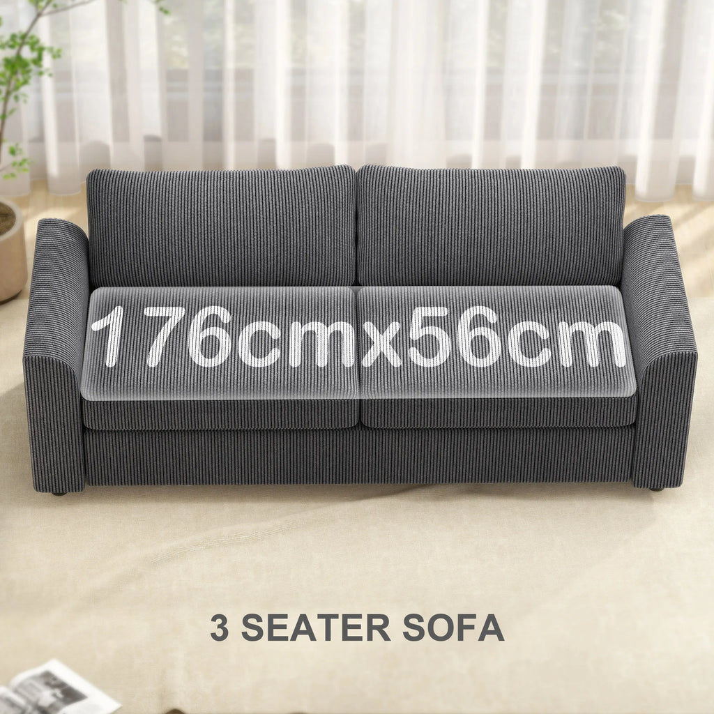 Trivietė sofa su pagalvėlėmis, 212 cm, tamsiai pilka