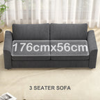 Trivietė sofa su pagalvėlėmis, 212 cm, tamsiai pilka