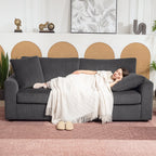 Trivietė sofa su pagalvėlėmis, 212 cm, tamsiai pilka