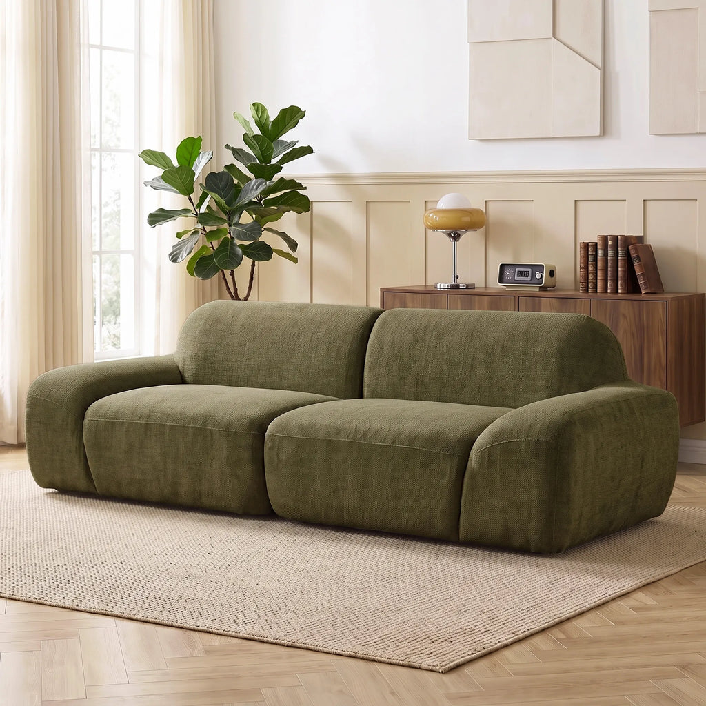 Trivietė sofa, su plačia sėdimąja dalimi, iki 360 kg, tamsiai žalia