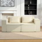 Trivietė sofa, su plačiais porankiais, 202 cm, smėlio spalvos