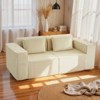 Trivietė sofa, su plačiais porankiais, 202 cm, smėlio spalvos