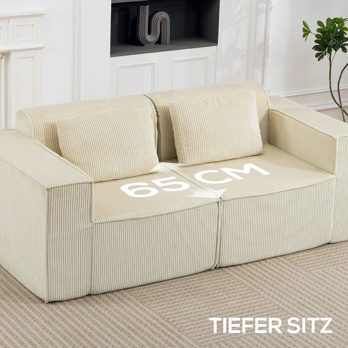 Trivietė sofa, su plačiais porankiais, 202 cm, smėlio spalvos