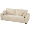 Trivietė sofa su porankiais iki grindų, kreminės baltos spalvos