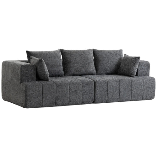 Trivietė sofa, su veliūriniu audiniu ir kišeninėmis spyruoklėmis, pilka