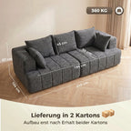 Trivietė sofa, su veliūriniu audiniu ir kišeninėmis spyruoklėmis, pilka