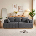 Trivietė sofa, su veliūriniu audiniu ir kišeninėmis spyruoklėmis, pilka