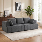 Trivietė sofa, su veliūriniu audiniu ir kišeninėmis spyruoklėmis, pilka