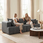 Trivietė sofa, su veliūriniu audiniu ir kišeninėmis spyruoklėmis, pilka