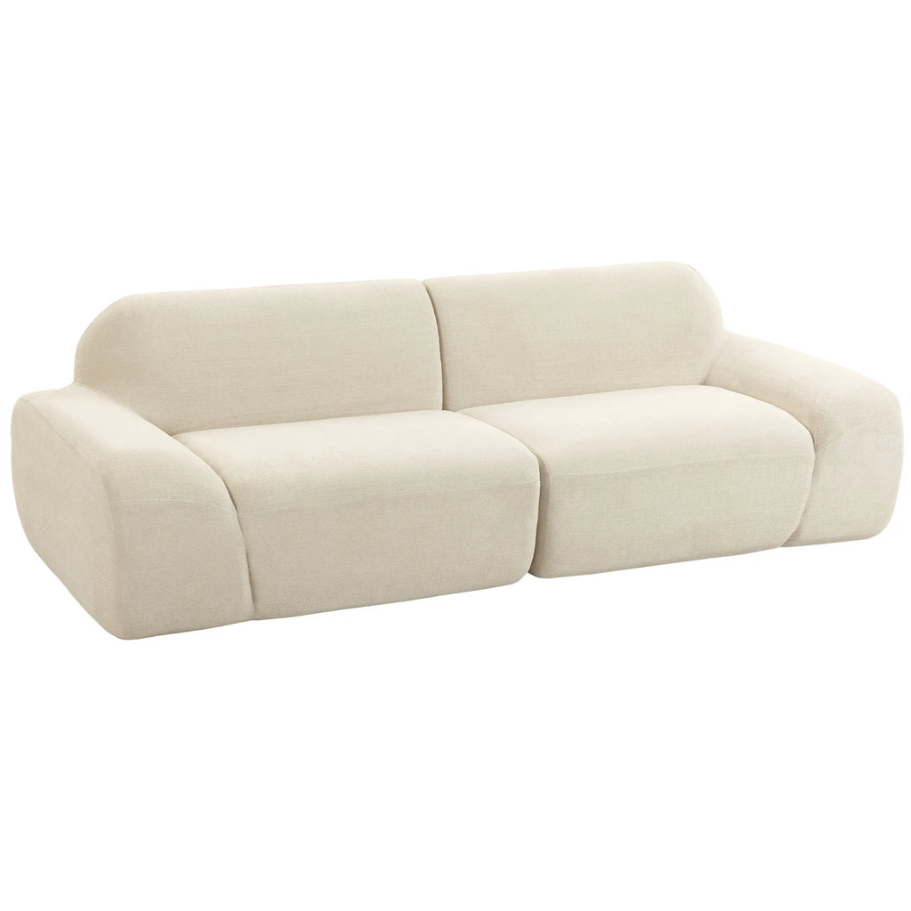 Trivietė sofa, suapvalinta, 360 kg apkrova, kreminės baltos spalvos