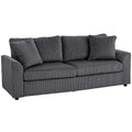 Trivietė velvetinė sofa su dekoratyvinėmis pagalvėlėmis, stambaus pynimo velvetas, 212 cm pločio, tamsiai pilka