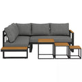 Lauko baldų komplektas 5 dalių poilsio baldų komplektas, 148 cm x 61 cm x 71,5 cm, pilkos + natūralios spalvos