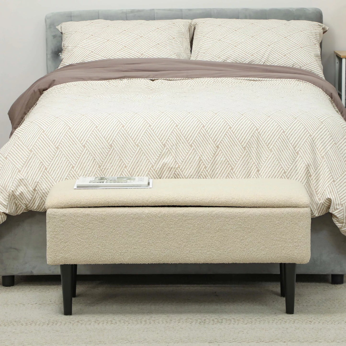 Vintažinio dizaino suolas, batų suolas, paslėpta daiktadėžė, kašmyro išvaizda, smėlio spalvos + juoda