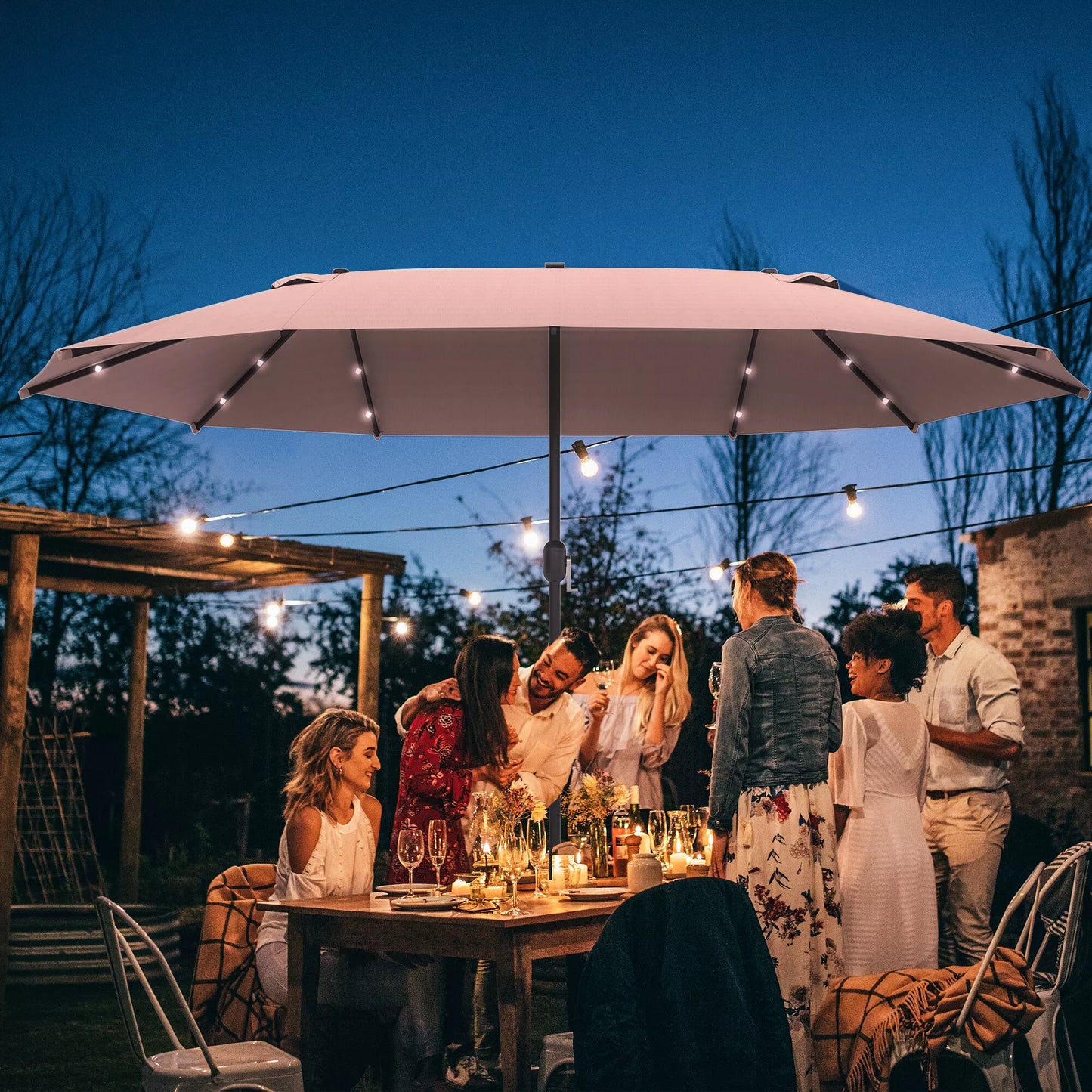 Saulės skėtis ovalus chaki 440 x 260 cm