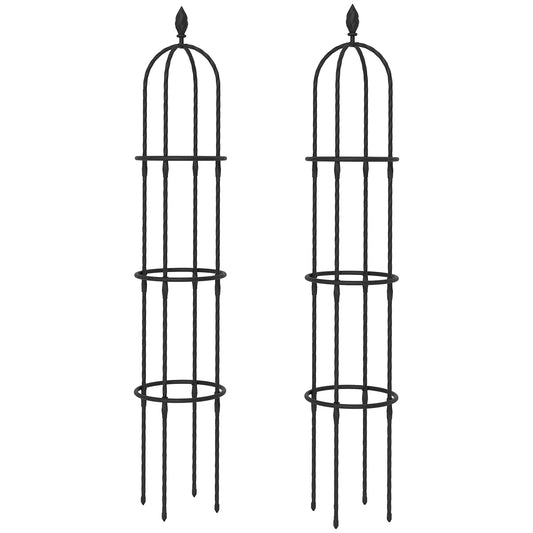 Sodo atrama 2 vnt. rinkinys 174 cm Obelisk atrama iš plieno Nuimama augalų atrama vijoklinėms gėlėms Rožė