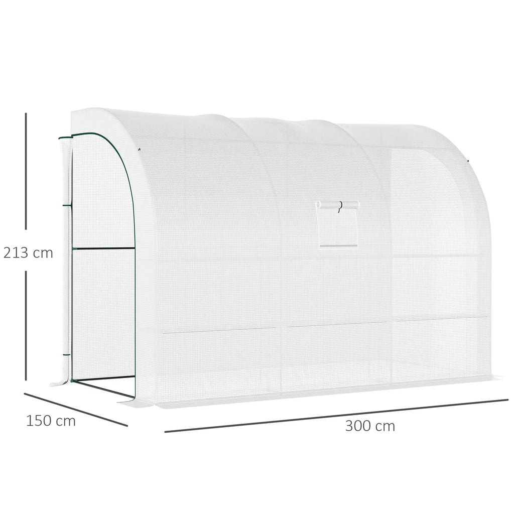 Šiltnamio matmenų schema: ilgis 300 cm, plotis 150 cm, aukštis 213 cm