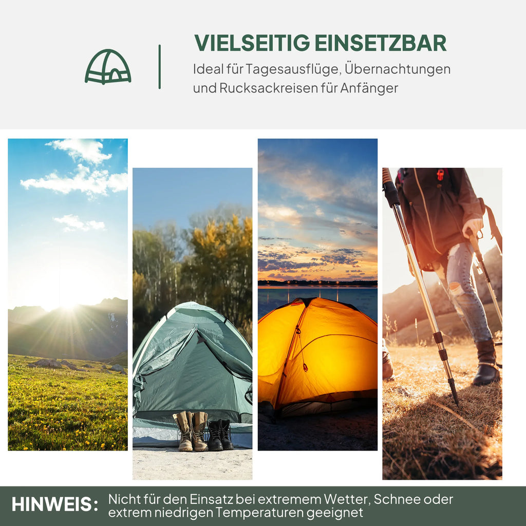 Turistinė kempingo palapinė 2 asmenims, tamsiai žalia
