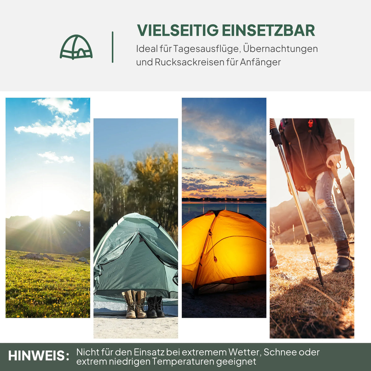 Turistinė kempingo palapinė 2 asmenims, tamsiai žalia