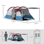 Matmenų schema: palapinės ilgis 420 cm, plotis 200 cm